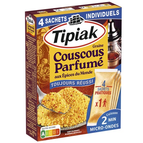 Tipiak Graine Couscous Parfumé Aux Épices Du Monde 4x65g