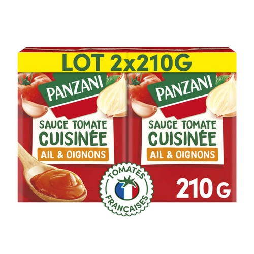 Panzani Sauce Tomate Cuisinée Ail & Oignons Brique 2x210g