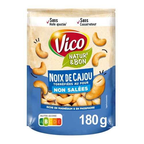 Vico Natur' & bon Noix de cajou non grillées non salées 180g