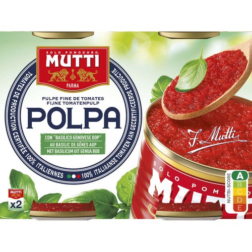 Mutti Polpa Pulpe Fine de Tomates Basilic 2x400g