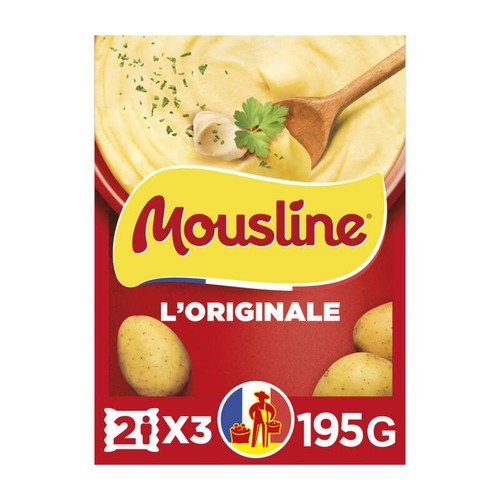 Mousline Purée Nature de Pommes de Terre Françaises Sachet x3 - 195g