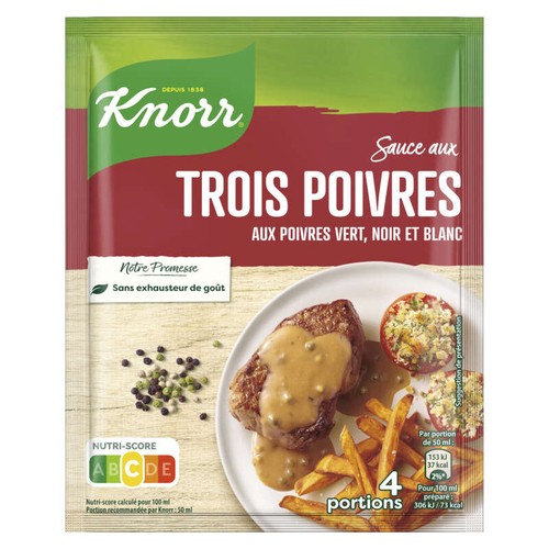 Knorr Sauce Déshydratée Poivres Vert Noir et Blanc 32g