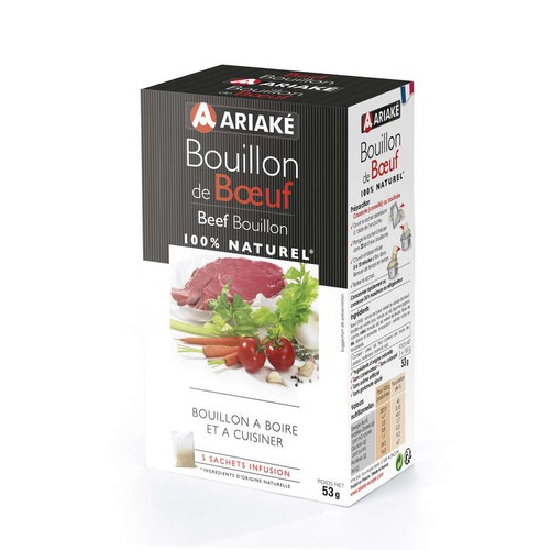Ariaké Bouillon De Bœuf, À Boire Et À Cuisiner, 100 % Naturel 53g