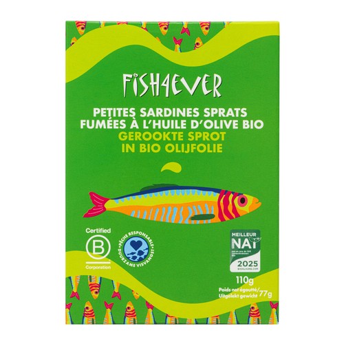 Fish4ever Sprats Petites sardines fumées à huile d’olive 77g