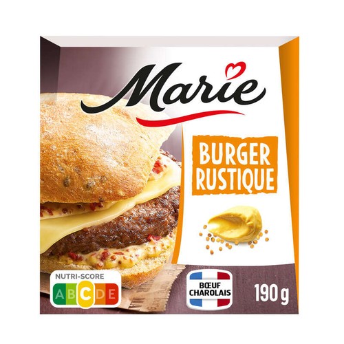 Marie Burger Rustique,  Bœuf Charolais, Emmental, Sauce Aux 2 Moutardes 190 g