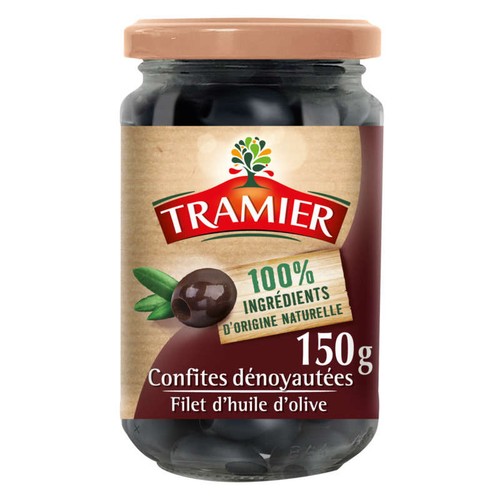 Tramier Olives Noires Confites 100% d'ingrédients naturels 150g