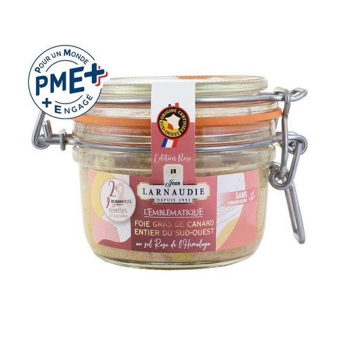 Larnaudie L'Emblématique Foie Gras de Canard Entier au Sel Rose de l'Himalaya 120g