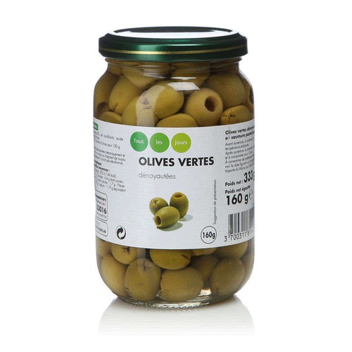 Tous les jours Olives vertes dénoyautées 160g