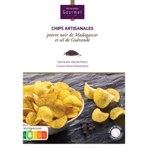 Monoprix Gourmet Chips Poivre Noir de Madagascar et Sel de Guérande 125g