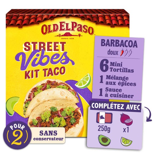 Old El Paso Kit De Taco Street Vibes Barbacoa 255g