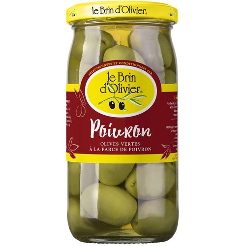 Le Brin d'Olivier olive vertes farcies poivron 200g