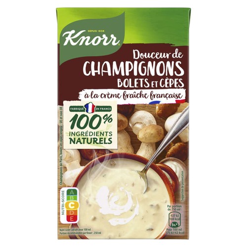 Knorr Soupe Douceur de Champignons Bolets & cèpes à la crème fraiche Française 1L