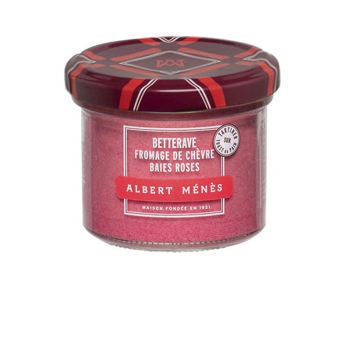 Albert Ménès Préparation À Base De Betterave, Fromage De Chèvre, Baies Roses, Pour Tartiner Sur Toast 100g