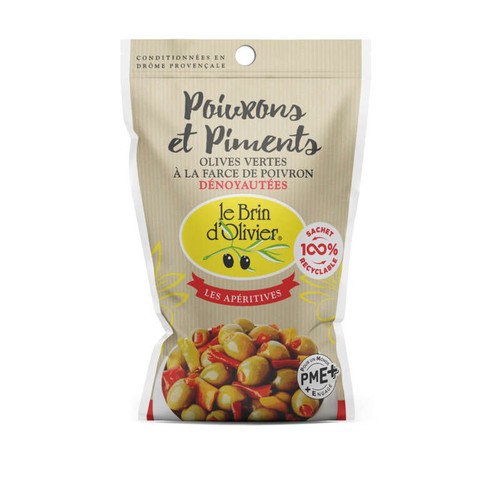 Le Brin d’Olivier Olives aux Poivron & Piment 150g