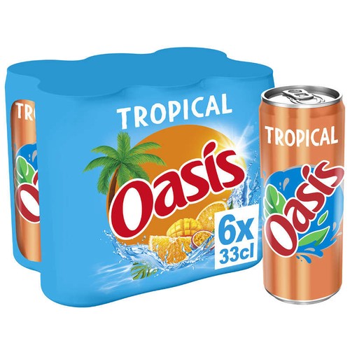 Oasis Tropical boisson aux Fruits Le pack Canettes 6x33cl