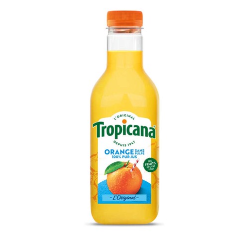 Tropicana Pur Jus Frais d'Orange sans Pulpe la Bouteille de 90cl