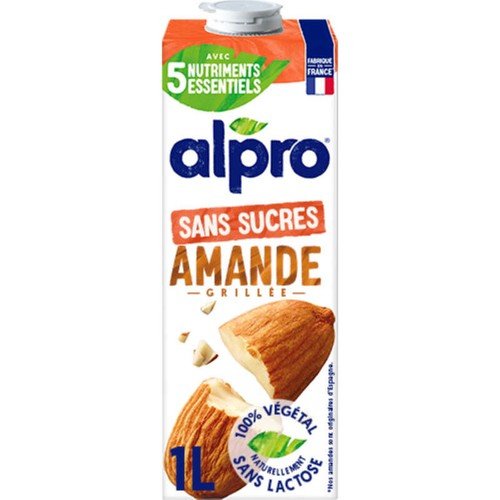 Alpro Boisson Végétale Lait D'amande Grillée Sans Sucres 1L