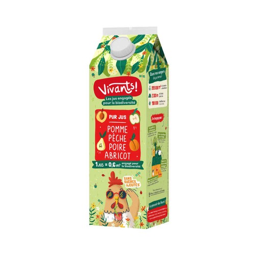 Vivants! - Pur jus pomme pêche poire abricot 1L