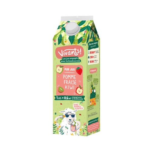 Vivants Pur Jus pomme & Fraise et kiwi 1L
