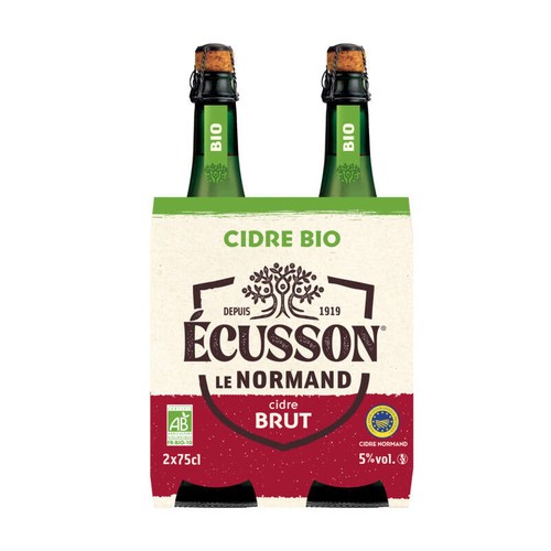 Ecusson Cidre Brut Généreux Bio 2x75cl