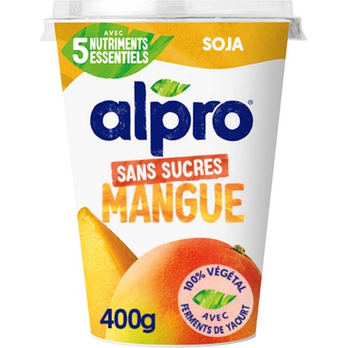 Alpro Dessert Végétal Soja Mangue Sans Sucres 400g