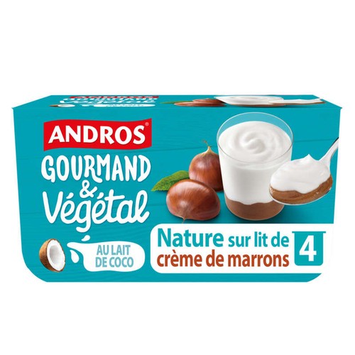 Andros Brassé Végétal Nature sur lit de Marron au lait de Coco 4x100g