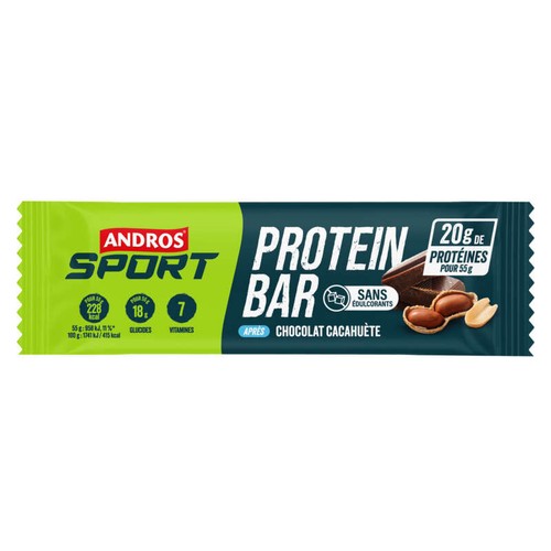 Andros sport Barre hyper-protéinée chocolat cacahuète  55g