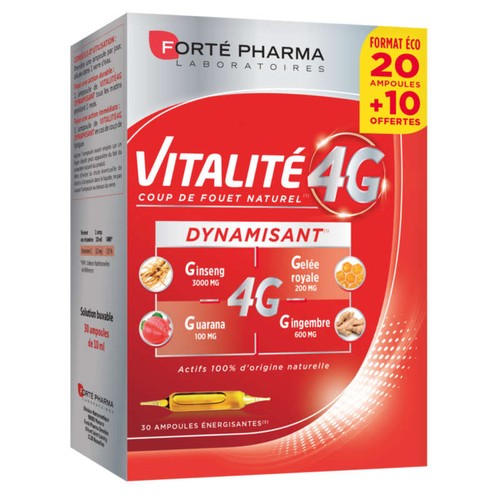 [Para] Forte Pharma Vitalité 4G Complément Alimentaire Dynamisant Ampoule x30