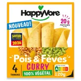 HappyVore Poids & Fèves Curry 100% Végétal 4 Tranches 120g