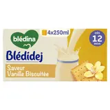 Bledina Blédidej Lait et Céréales Biscuité Vanille Dès 12 Mois 4x250ml