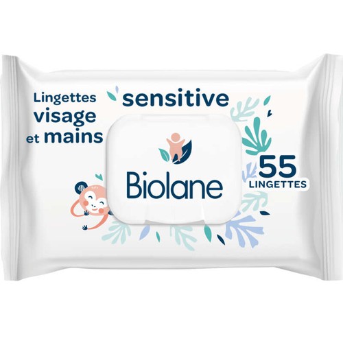 Biolane Lingettes Visage Et Mains Sensitives x55