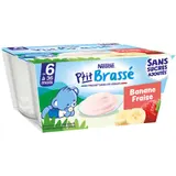 Nestlé P'Tit Brassé Sans Sucres Ajoutés Fraise Banane Dès 6 Mois x4