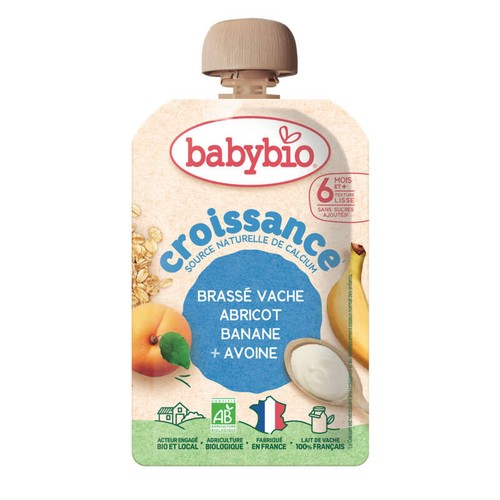 Babybio Croissance Gourdes Abricot Banane Avoine 100g