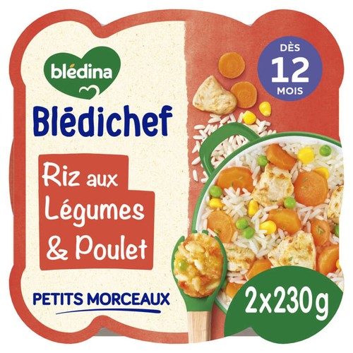Blédina Bledichef Plat riz aux légumes et poulet dès 12 Mois 2x230g