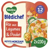 Blédina Bledichef Plat riz aux légumes et poulet dès 12 Mois 2x230g