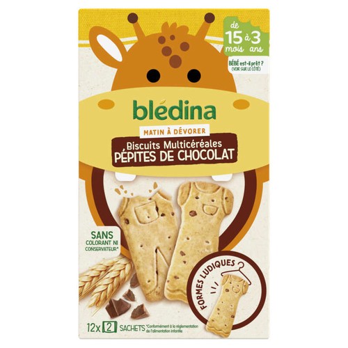 Blédina Biscuit MultiCéréale Pépites de Chocolat 15 Mois, 168g