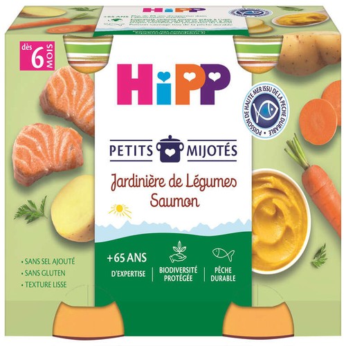 Hipp Petits mijotés jardinière de légumes saumon - dès 6 mois - 2x190g