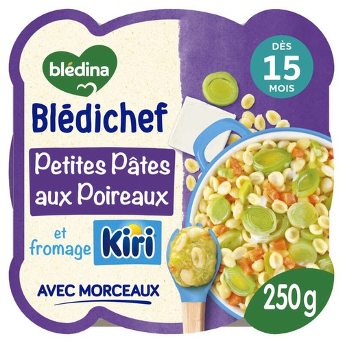 Blédichef Petites Pâtes aux Poireaux et fromage Kiri dès 15 mois 250g
