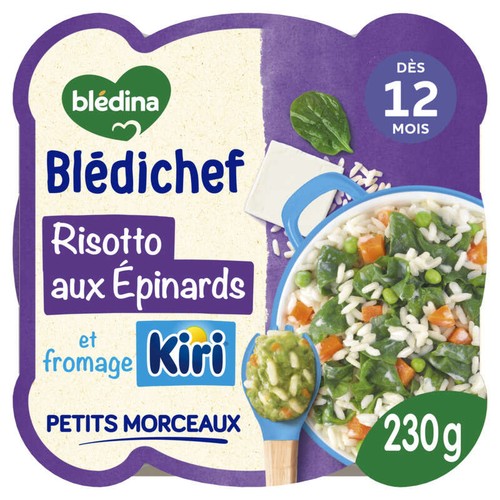 Blédina Plat Bébé Risotto Aux Épinards Et Fromage Kiri Dès 12 Mois 230g
