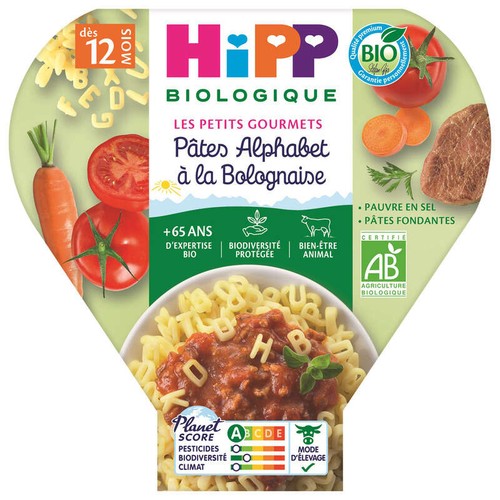Les Petits Gourmets pâtes alphabet à la bolognaise bio assiette dès 12 mois 230g