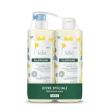 [Para] Klorane Bébé Gel Lavant Doux au Calendula Apaisant Corps & Cheveux Peau Normale Lot 2x500ml