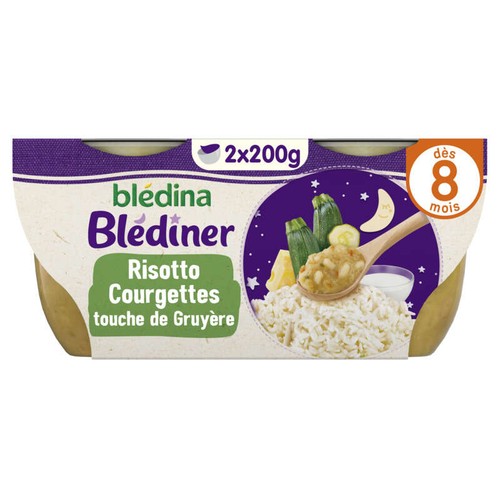 Blédina Plat Blediner Risotto de Courgettes Lait Des 8 Mois 2x200g