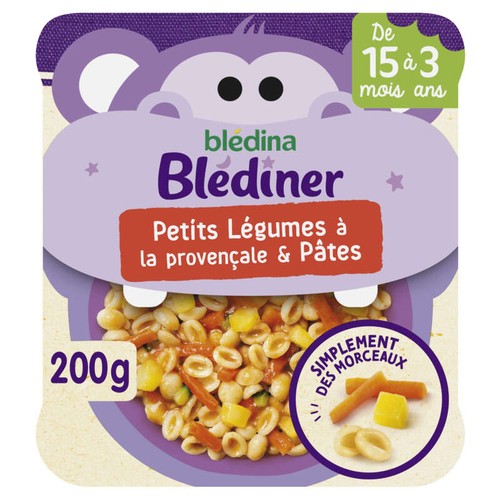 Blédina Petit plat morceaux à dévorer petits légumes à la provençale et pâtes, de 15 à 36 mois, 200g