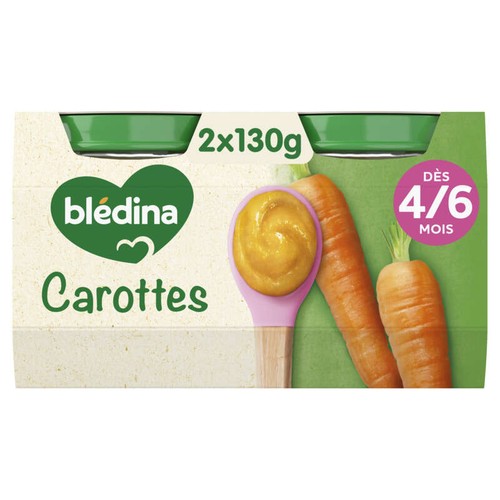 Blédina Mon 1er Petit Pot Carottesdès 4/6 mois 2x130g
