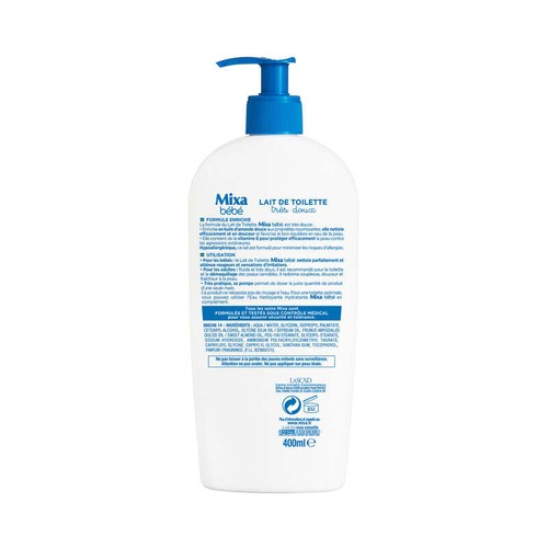 Mixa Bébé Lait de Toilette Bébé Très Doux 400ml