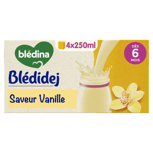 Blédidej Céréales au Lait de Suite Saveur Vanille Dès 6 Mois 4x250ml