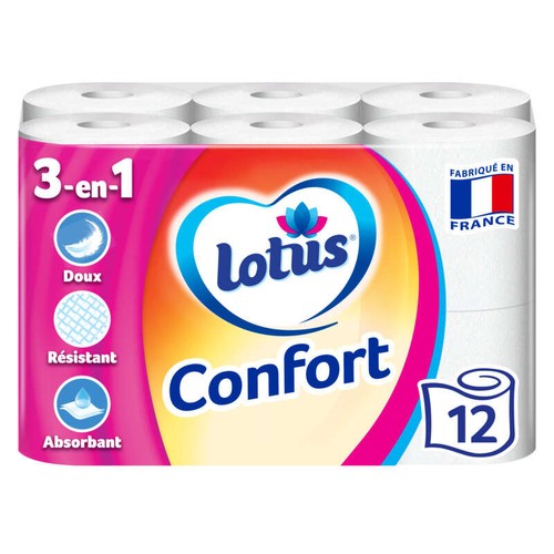 Lotus Papier Toilette Confort x12 (blanc ou rose)