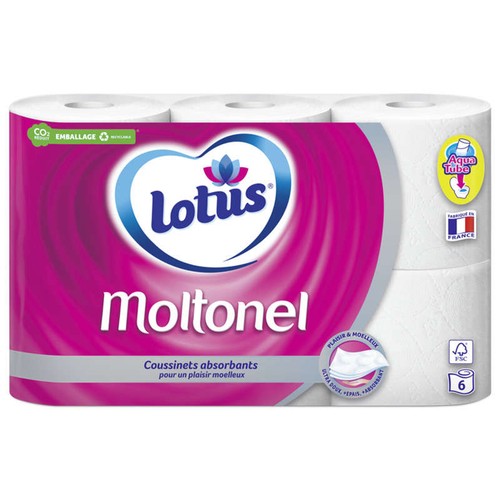 Lotus Papier Toilette Moltonel rouleaux (blanc ou rose) x6