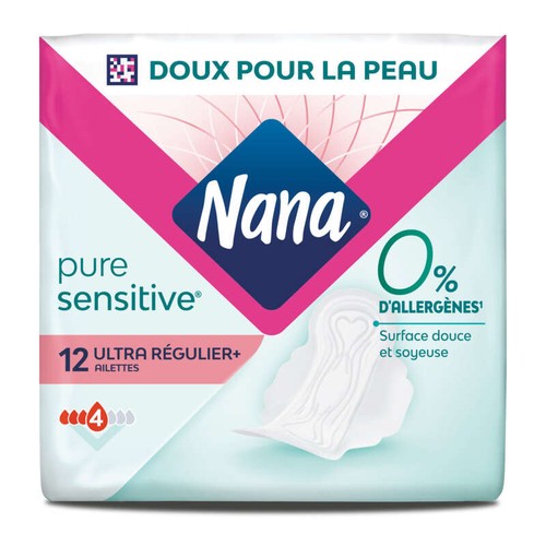 Nana Serviettes Hygiéniques Puresensitive Ultra Régulier Plus X12