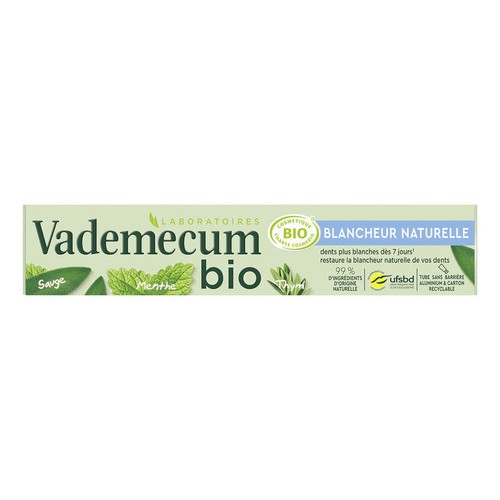 Vademecum Dentifrice Blancheur Naturelle COSMOS ORGANIC Tube 75ml